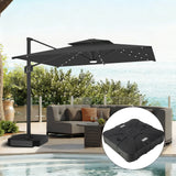 Parasol déporté Patioslife Aegis Pro avec éclairage LED et housse de protection, baleines et mât en aluminium à revêtement thermolaqué — Idéal pour jardins et terrasses