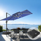 Patioslife Aegis – Parasol déporté Premium avec éclairage LED intégré, base croisée en métal et baleines en fibre de verre