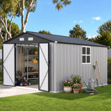 Patioslife YardVault Pro Abri de Jardin Métal Renforcé en Acier Galvanisé avec Fenêtre et Porte Verrouillable, Remise à Outils Extérieure Anti-Rouille