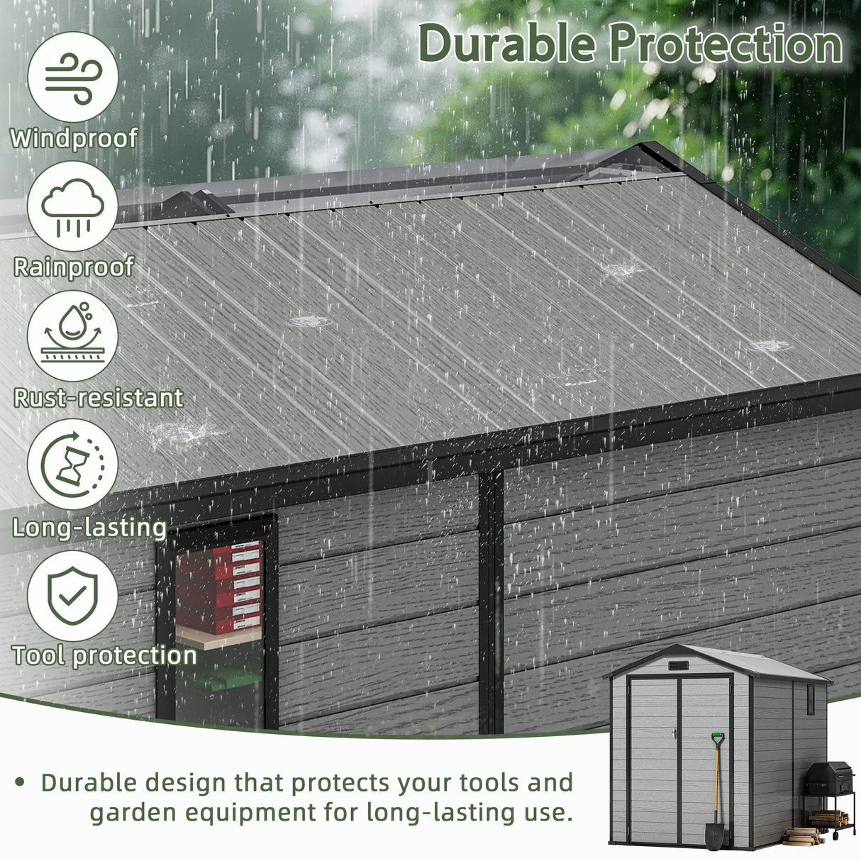 Abri de Jardin en Résine Patioslife YardVault avec Plancher - Cabanon de Rangement Étanche & Anti-UV - Structure Renforcée pour Outils et Vélos