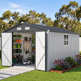 Patioslife YardVault Pro Abri de Jardin Métal Renforcé en Acier Galvanisé avec Fenêtre et Porte Verrouillable, Remise à Outils Extérieure Anti-Rouille