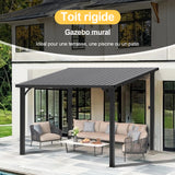 Patioslife Haven – Pergola Adossée Murale en Aluminium avec Toit Rigide, Résistante et Durable pour Jardin et Terrasse