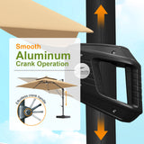 Parasol déporté Patioslife Aegis Pro avec éclairage LED et housse de protection, baleines et mât en aluminium à revêtement thermolaqué — Idéal pour jardins et terrasses