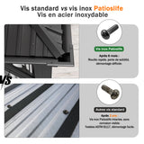 Patioslife Haven | Gazebo à toit rigide avec gouttières de drainage, structure en aluminium, toit doublement aéré et rideaux, pergola pour terrasse ou jardin.