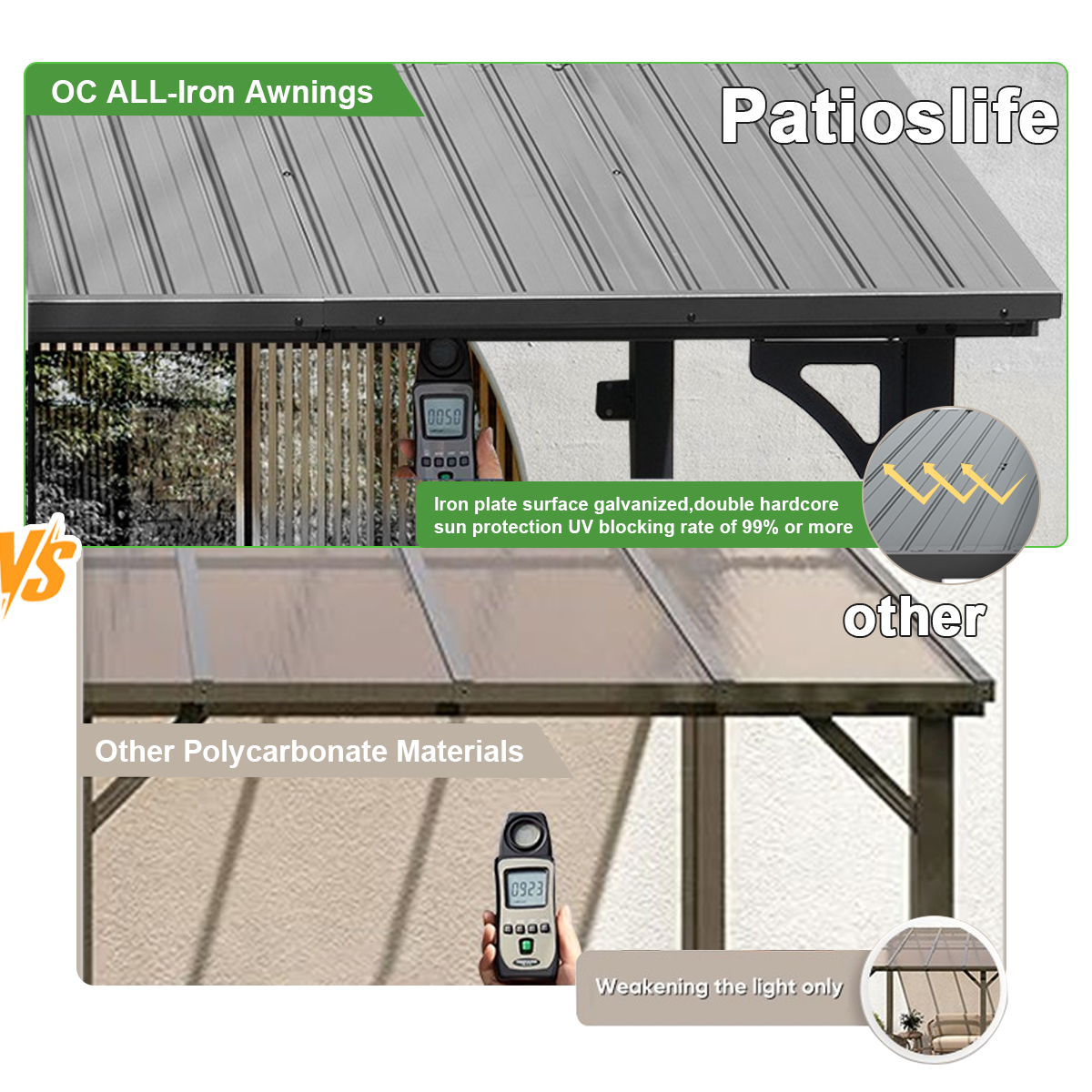 Patioslife Haven – Pergola Adossée Murale en Aluminium avec Toit Rigide, Résistante et Durable pour Jardin et Terrasse