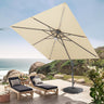 Parasol déporté Patioslife Aegis Pro avec éclairage LED et housse de protection, baleines et mât en aluminium à revêtement thermolaqué — Idéal pour jardins et terrasses