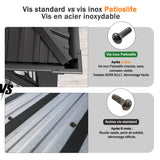 Patioslife Haven | Tonnelle à Toit Rigide, Pergola & Pavillon – Poteaux Robustes 12x12 cm, Système de Drainage Intégré & Double Ventilation, Extérieur & Jardin