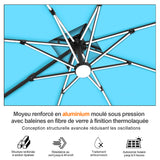 Patioslife Aegis – Parasol déporté Premium avec éclairage LED intégré, base croisée en métal et baleines en fibre de verre