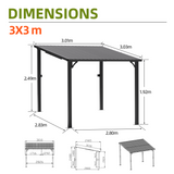 Patioslife Haven – Pergola Adossée Murale en Aluminium avec Toit Rigide, Résistante et Durable pour Jardin et Terrasse