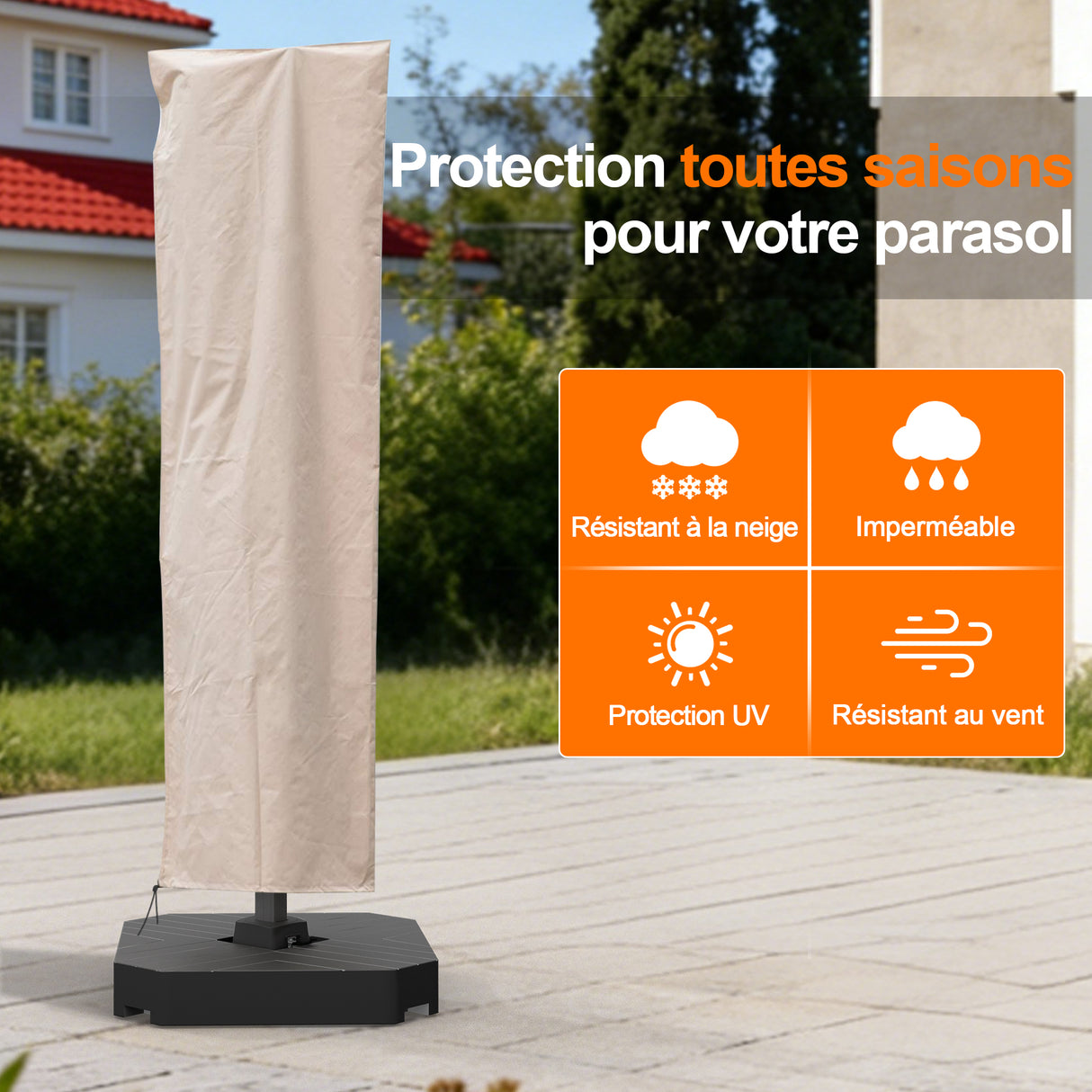 Patioslife Aegis – Housse pour Parasol Déporté de 2,7–4 m – Oxford 600D, Imperméable & Anti-UV
