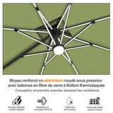 Patioslife Aegis – Parasol déporté Premium avec éclairage LED intégré, base croisée en métal et baleines en fibre de verre