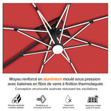 Patioslife Aegis – Parasol déporté Premium avec éclairage LED intégré, base croisée en métal et baleines en fibre de verre