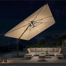Patioslife Aegis – Parasol déporté Premium avec éclairage LED intégré, base croisée en métal et baleines en fibre de verre