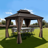 Patioslife Haven | Tonnelle à Toit Rigide, Pergola & Pavillon – Poteaux Robustes 12x12 cm, Système de Drainage Intégré & Double Ventilation, Extérieur & Jardin