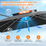 Patioslife Aegis – Parasol déporté Premium avec éclairage LED intégré, base croisée en métal et baleines en fibre de verre