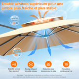 Patioslife Aegis – Parasol déporté Premium avec éclairage LED intégré, base croisée en métal et baleines en fibre de verre