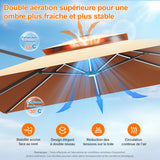 Patioslife Aegis – Parasol déporté Premium avec éclairage LED intégré, base croisée en métal et baleines en fibre de verre