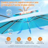 Patioslife Aegis – Parasol déporté Premium avec éclairage LED intégré, base croisée en métal et baleines en fibre de verre