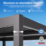 Patioslife Atlantic™ | Pergola à lames orientables en aluminium avec toit réglable et éclairage LED intégré, abri extérieur autonome pour terrasse, patio et piscine