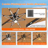 Patioslife Aegis – Parasol déporté Premium avec éclairage LED intégré, base croisée en métal et baleines en fibre de verre