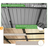 Patioslife Haven – Pergola Adossée Murale en Aluminium avec Toit Rigide, Résistante et Durable pour Jardin et Terrasse