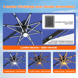 Patioslife Aegis – Parasol déporté Premium avec éclairage LED intégré, base croisée en métal et baleines en fibre de verre