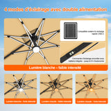 Patioslife Aegis – Parasol déporté Premium avec éclairage LED intégré, base croisée en métal et baleines en fibre de verre