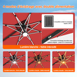 Patioslife Aegis – Parasol déporté Premium avec éclairage LED intégré, base croisée en métal et baleines en fibre de verre