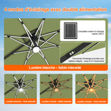 Patioslife Aegis – Parasol déporté Premium avec éclairage LED intégré, base croisée en métal et baleines en fibre de verre