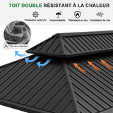 Patioslife Haven | Gazebo à toit rigide avec gouttières de drainage, structure en aluminium, toit doublement aéré et rideaux, pergola pour terrasse ou jardin.