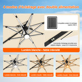 Patioslife Aegis – Parasol déporté Premium avec éclairage LED intégré, base croisée en métal et baleines en fibre de verre
