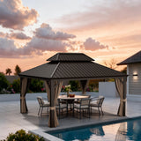 Patioslife Haven | Tonnelle de Jardin à Toit Rigide Permanent, Pergola & Pavillon – Structure Aluminium Anticorrosion, Toit Acier 4 Saisons