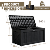 Coffre de rangement en résine – grand, résistant aux intempéries, anti-UV et verrouillable, idéal pour les coussins, les outils de jardin et les accessoires de piscine.