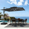 Patioslife Aegis – Parasol déporté Premium avec éclairage LED intégré, base croisée en métal et baleines en fibre de verre