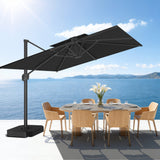 Patioslife Aegis Pro – Parasol déporté avec base croisée en métal et structure renforcée en aluminium thermolaqué