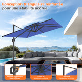Patioslife Aegis Pro – Parasol déporté avec base croisée en métal et structure renforcée en aluminium thermolaqué
