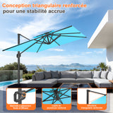 Patioslife Aegis Pro – Parasol déporté avec base croisée en métal et structure renforcée en aluminium thermolaqué