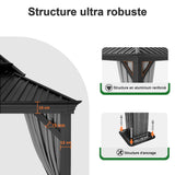 Patioslife Haven | Tonnelle à Toit Rigide, Pergola & Pavillon – Poteaux Robustes 12x12 cm, Système de Drainage Intégré & Double Ventilation, Extérieur & Jardin