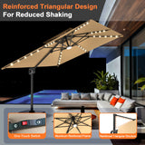 Parasol déporté Patioslife Aegis Pro avec éclairage LED et housse de protection, baleines et mât en aluminium à revêtement thermolaqué — Idéal pour jardins et terrasses
