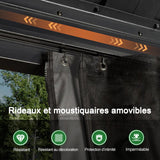 Patioslife Haven | Tonnelle à Toit Rigide, Pergola & Pavillon – Poteaux Robustes 12x12 cm, Système de Drainage Intégré & Double Ventilation, Extérieur & Jardin