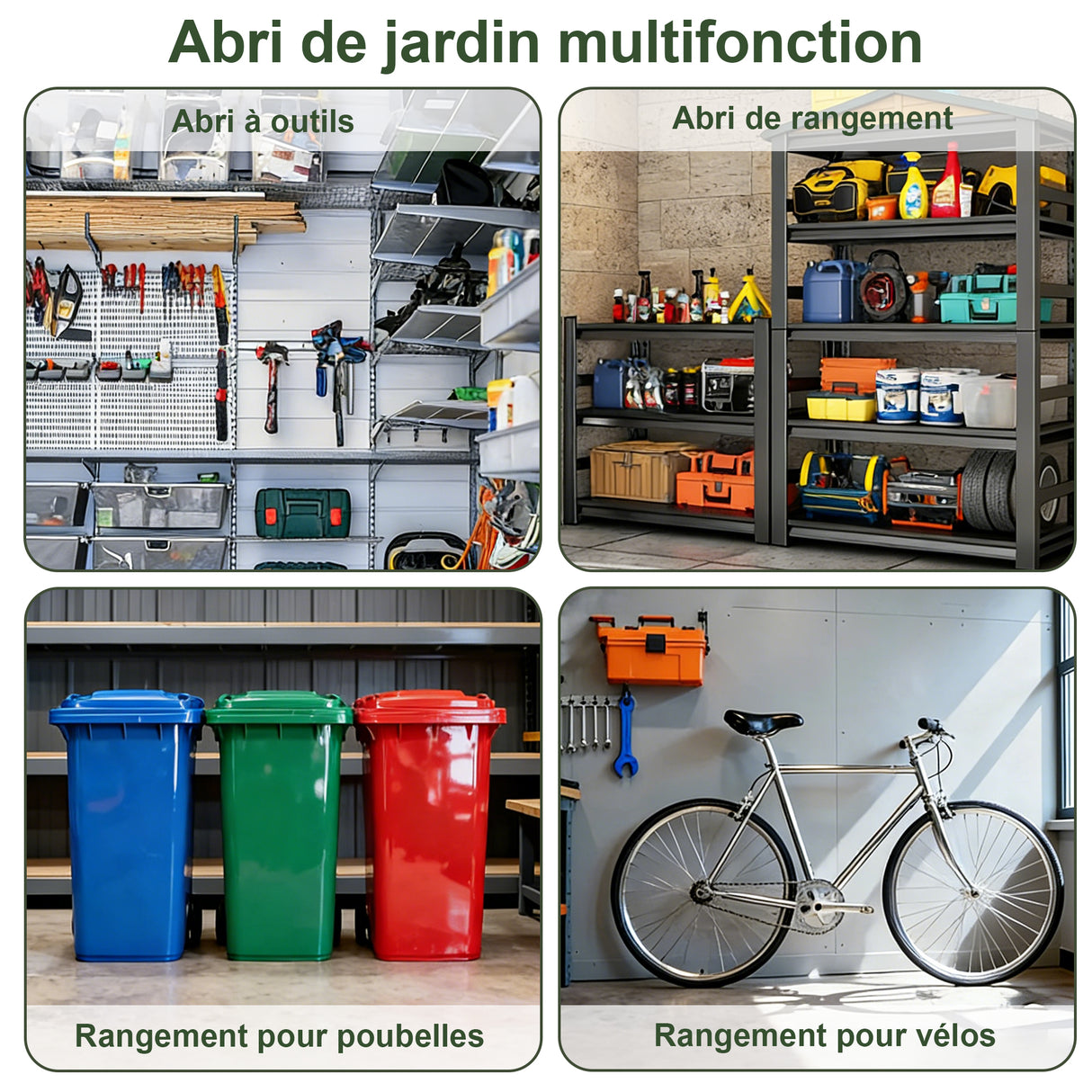 Abri de Jardin en Résine Patioslife YardVault avec Plancher - Cabanon de Rangement Étanche & Anti-UV - Structure Renforcée pour Outils et Vélos
