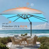 Patioslife Aegis Pro – Parasol déporté avec base croisée en métal et structure renforcée en aluminium thermolaqué