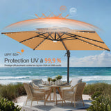 Parasol déporté Patioslife Aegis Pro avec éclairage LED et housse de protection, baleines et mât en aluminium à revêtement thermolaqué — Idéal pour jardins et terrasses