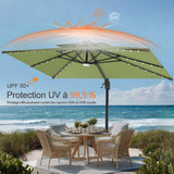 Parasol déporté Patioslife Aegis Pro avec éclairage LED et housse de protection, baleines et mât en aluminium à revêtement thermolaqué — Idéal pour jardins et terrasses