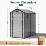 Abri de Jardin en Résine Patioslife YardVault avec Plancher - Cabanon de Rangement Étanche & Anti-UV - Structure Renforcée pour Outils et Vélos