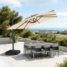 Patioslife Aegis Pro – Parasol déporté avec LED, base croisée en métal et structure renforcée en aluminium thermolaqué