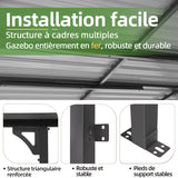 Patioslife Haven – Pergola Adossée Murale en Aluminium avec Toit Rigide, Résistante et Durable pour Jardin et Terrasse