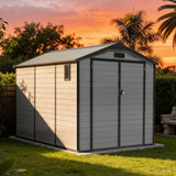 Abri de Jardin en Résine Patioslife YardVault avec Plancher - Cabanon de Rangement Étanche & Anti-UV - Structure Renforcée pour Outils et Vélos