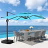 Parasol déporté Patioslife Aegis Pro™ avec base et housse de protection — Baleines en fibre de verre et mât en aluminium à revêtement thermolaqué pour jardin et terrasse
