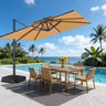 Parasol déporté Patioslife Aegis Pro™ avec base et housse de protection — Baleines en fibre de verre et mât en aluminium à revêtement thermolaqué pour jardin et terrasse